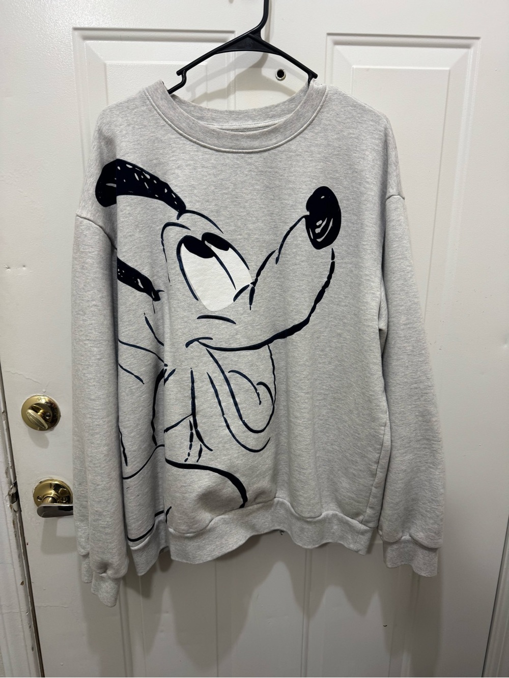 Disney Light Gray Crewneck Sweater with Black Graphic